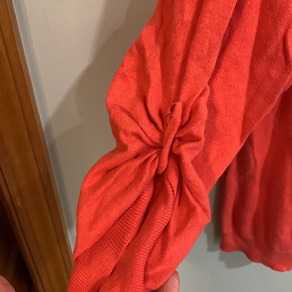 Old Navy Womens XXL Coral Orange Lightweight Knit Sweater Gathered Cuff Pullover - Picture 4 of 4